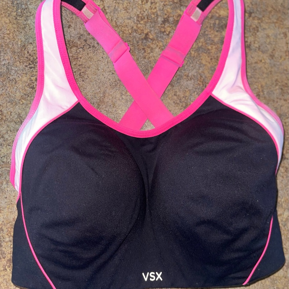 Victoria's Secret VSX Women's Sports Bra Pink Black Size 32DDD
